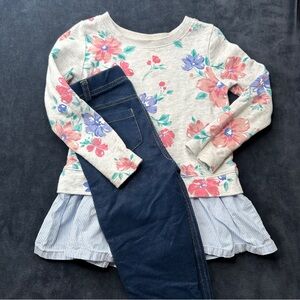 Carter's Floral Sweatshirt with Navy Leggings size 3T